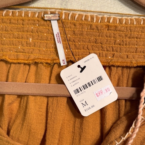 Free People NWT Mustard Color Embroidered Top - Picture 4 of 6